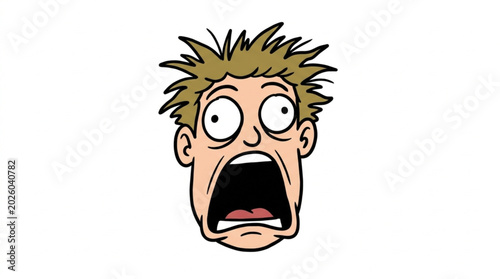 Tableau sur toile Man With Wild Hair And Wide Eyes Screaming.
