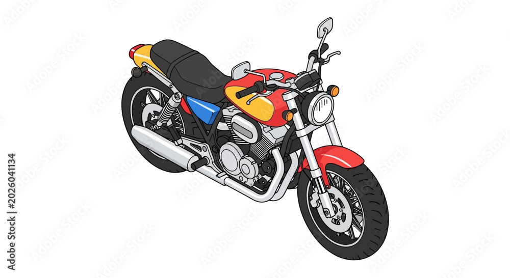 Obraz premium Isometric Illustration of a Classic Cruiser Motorcycle