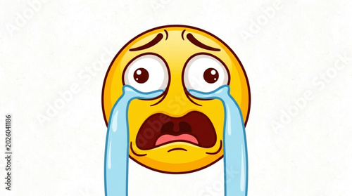 Valokuva Sad crying emoji with wide eyes and open mouth.