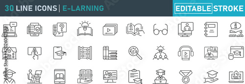 фотографія E-Learning Line Icon Set