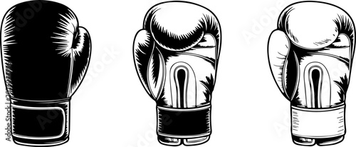 Tableau sur toile Hanging boxing gloves silhouette icon