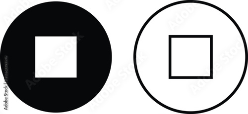 Tableau sur toile Stop button icon set collection group, media player multimedia control and audio