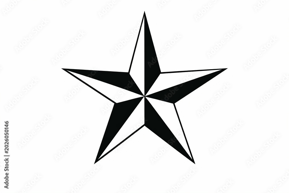 Fototapeta premium Black and white compass navigation star on a clean background