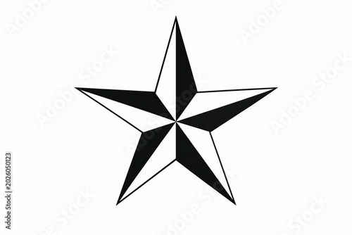 Black and white compass navigation star symbol on white background