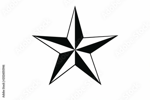 Black and white compass navigation star on a clean background