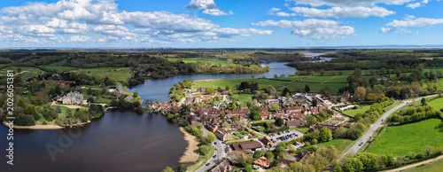Valokuva Aerial panoramic view of Beaulieu village in Hampshire, England, showcasing a hi