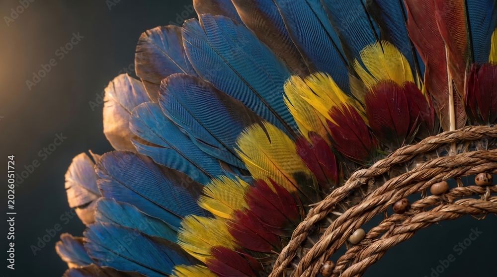 Obraz premium Vibrant Indigenous Feather Headdress Detail