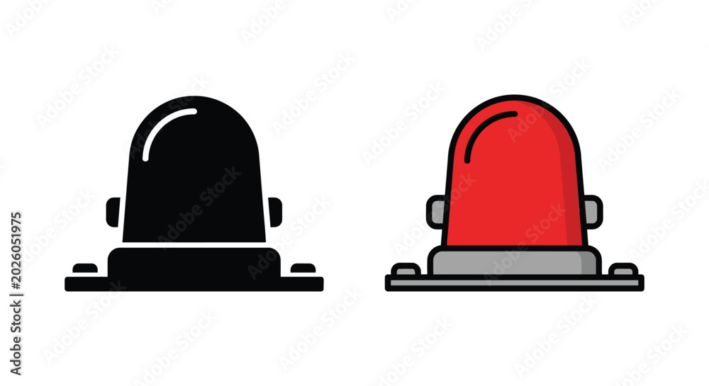 Fototapeta premium Emergency siren with base color and black silhouette