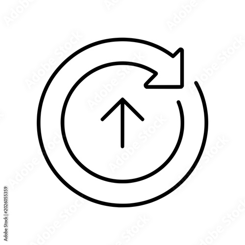 Minimal software update icon with circular refresh arrows and upgrade symbol. Clean flat SVG design ideal for system updates, patches, and digital maintenance concepts.