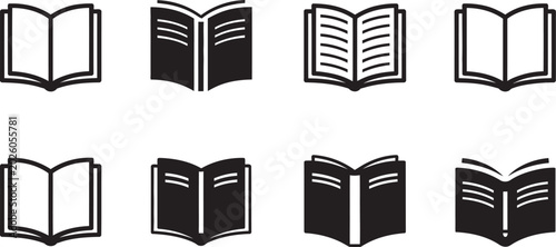 books icon set. open books icon with different style. open brochure. learning. library. open book line and flat icon. open books sign and symbol, education and reading graphics, school knowledge l