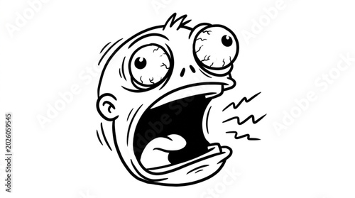 Foto Scared cartoon face with wide eyes and open mouth.