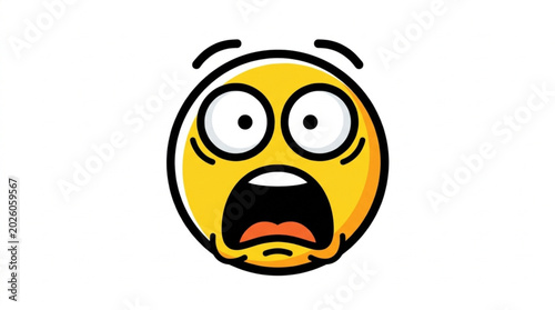 Canvas Print Scared Emoji Face Expressing Shock and Fear.