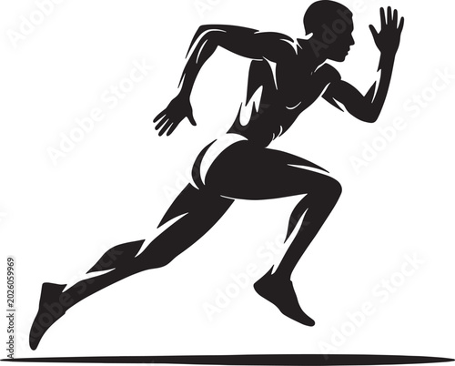 Running Man Black Silhouette Icon Vector