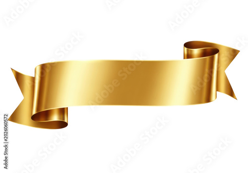 Golden ribbon banner isolated on transparent background