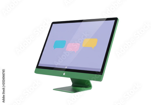 Modern green desktop computer monitor isolated on transparent background