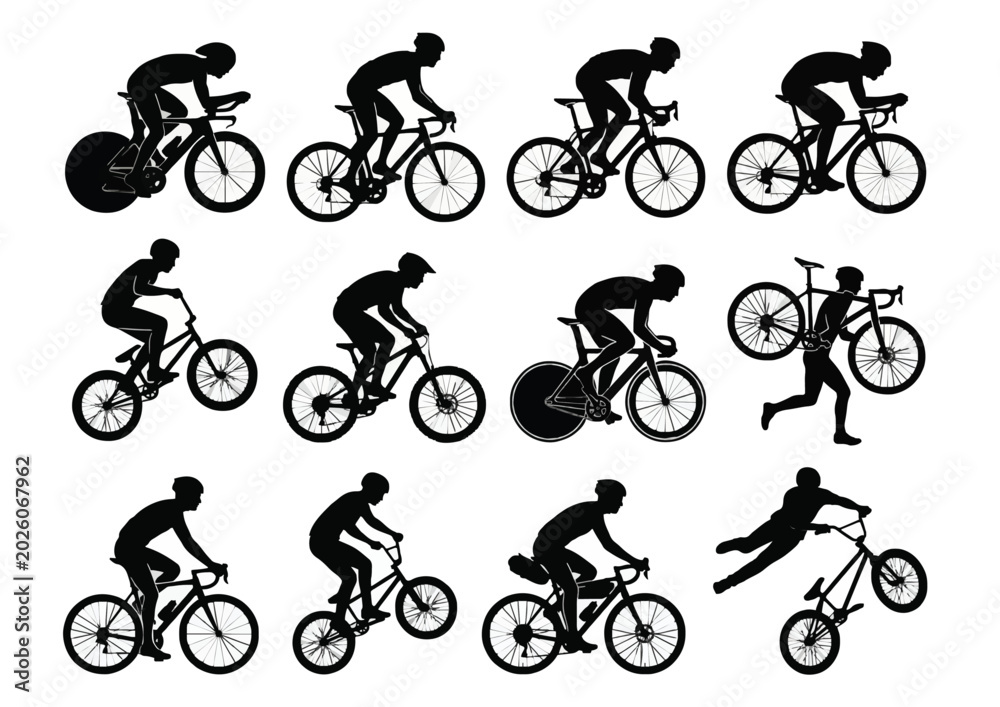 Fototapeta premium Cyclist Silhouette Set