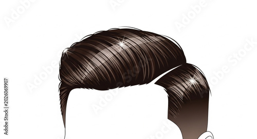 Fotografie Mans dark brown styled hair with side part.