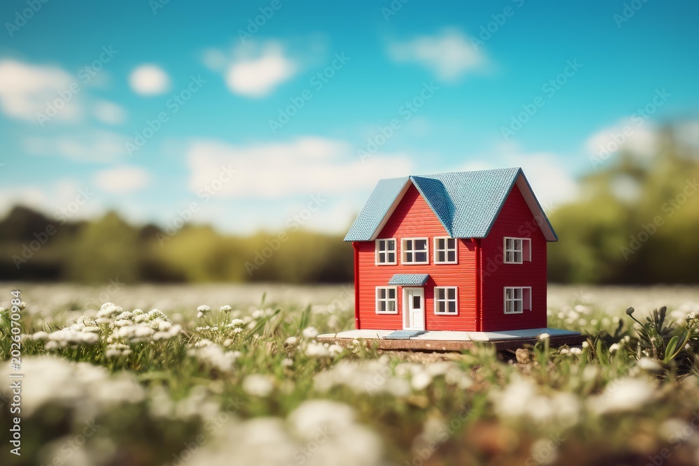 Obraz premium Small red house model representing concepts of home, real estate, and future investment