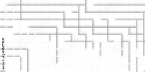 Abstract White Grid Background with Soft Shadows and Minimal Geometric Lines for Modern Design.