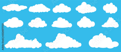 Obraz na plátně Collection of white cloud illustrations.