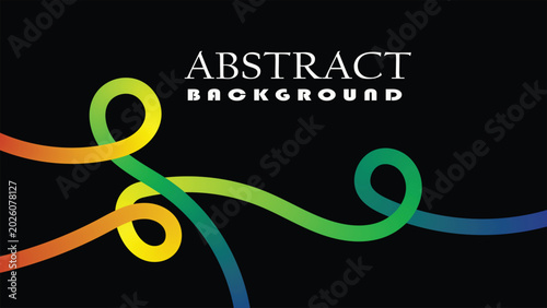 Colorful abstract wavy lines on black background