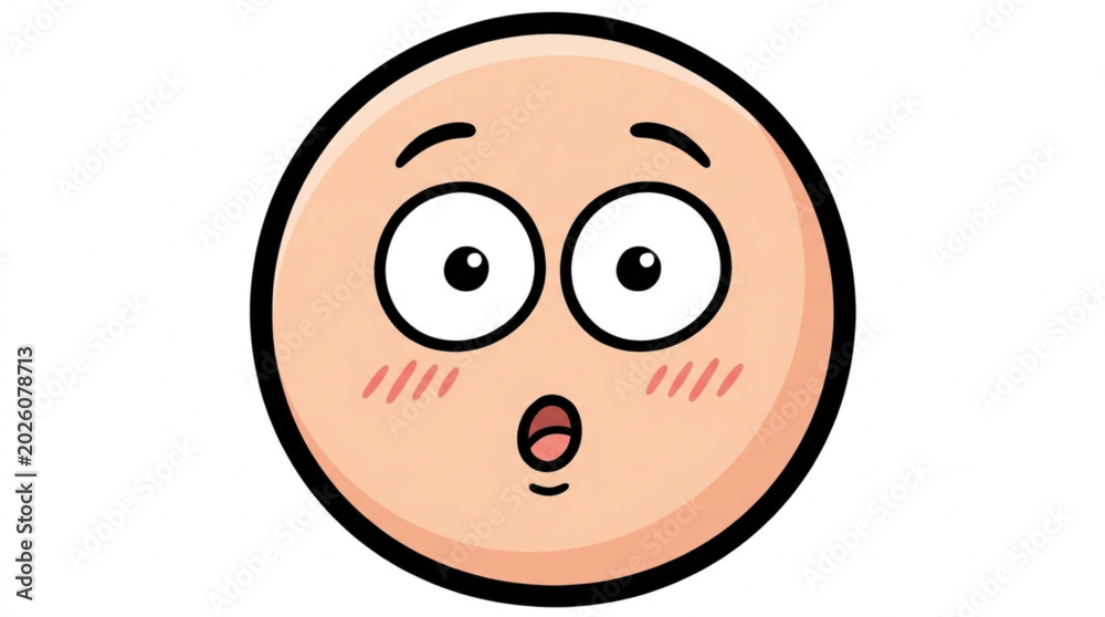 Obraz premium Surprised Emoji Face with Wide Eyes and Open Mouth.