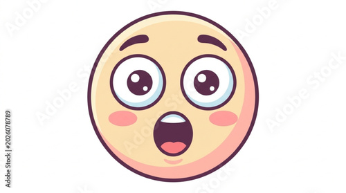 Cuadro en lienzo Surprised Emoji Face with Wide Eyes and Open Mouth.