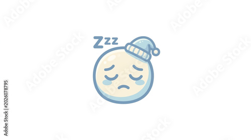 Bild auf Leinwand Tired Emoji Sleeping with Zzz Symbol and Nightcap.