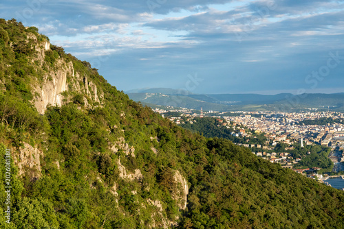 Aerial View Of Trieste City Harbour From Napoleonica Hiking Trail - Famous Climbing Bouldering Area, Gulf Of Trieste Adriatic Italy, Panoramic Karst Hillside Overlook