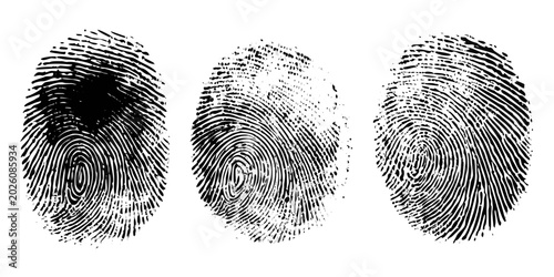 Foto fingerprint impressions trio black and white forensic detail
