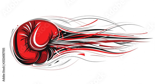 Obraz na plátně Red Boxing Glove with Streaks of Motion.