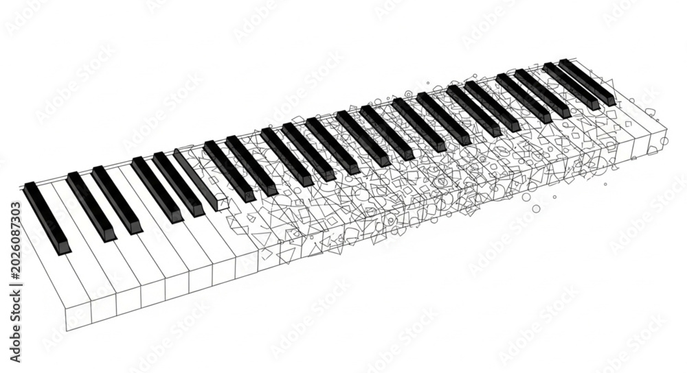 Fototapeta premium Piano keyboard covered in snow and ice.