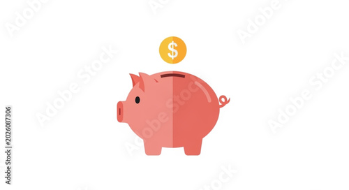 Pink Piggy Bank with Coin Deposit.