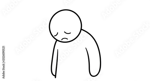 Fotografie Sad cartoon person feeling down and dejected.
