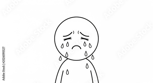 Canvas-taulu Sad cartoon person crying tears of sadness and despair.