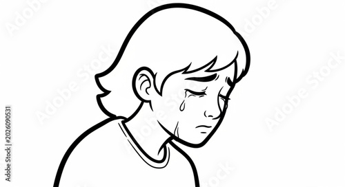 Photography Sad Child Crying Tears Illustration.