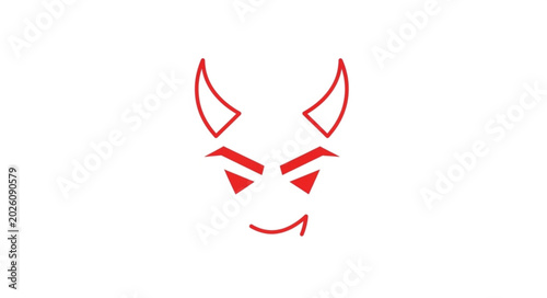 Fotografía Red Devil Face Symbol with Horns and Angry Eyes.