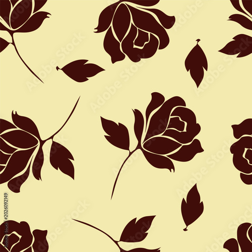 Cute floral pattern in the small flowers. Seamless vector texture. Elegant template for fashion prints. Printing with small orange and pink flowers. Ivory background.
