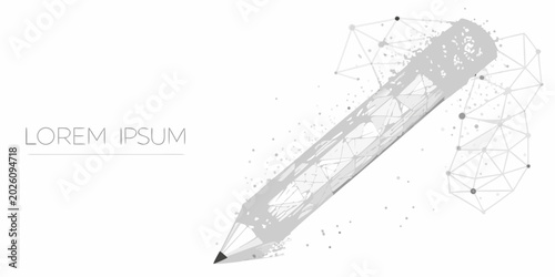 Tableau sur toile geometric pencil dissolving into particles abstract vector illustration