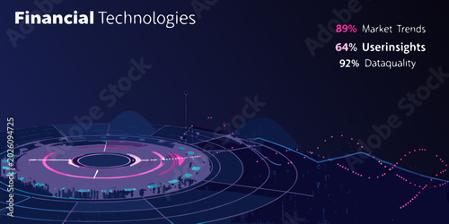Εκτύπωση καμβά abstract financial technologies data visualization with circular chart