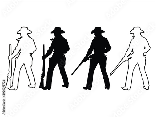  A cowboy standing in a silhouette