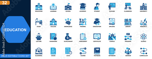 Fotografie Education icon set