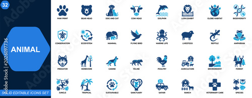 Photography Animal icon set
