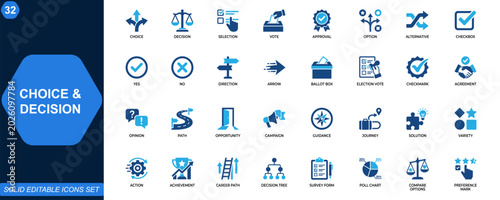 Tableau sur toile Choice and decision making icon set