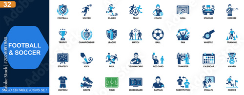 Tableau sur toile Football and soccer icon set