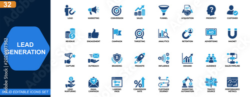 Fotografía Lead generation icon set
