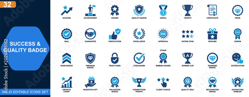 Foto Success and quality badge icon set