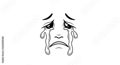 Фотография Sad Face Crying Tears Illustration.