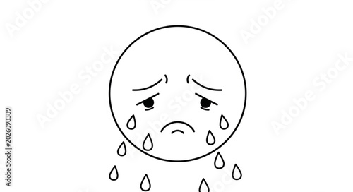 Obraz na płótnie Sad Face Emoji Crying Tears of Sadness.