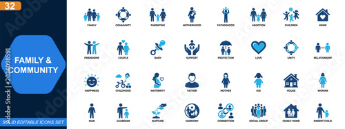 Photography Family and community icon set